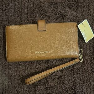 NWT Michael Kors Tan Leather Wallet with Strap